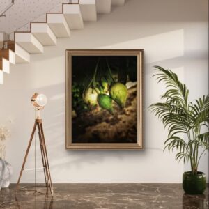 Golden pears hanging in Nature's embrace digital download